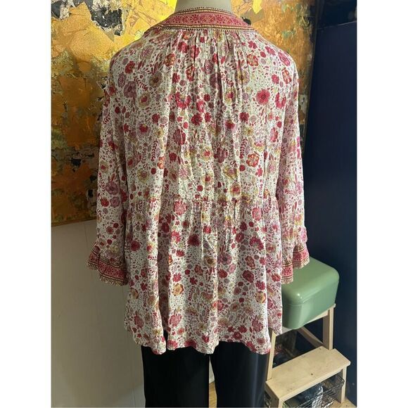 Cynthia Rowley Woman Pink Floral Gypsy V-Neck Tunic 2X - Picture 6 of 9